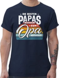 Shirtracer T-Shirt Die besten Papas werden zum Opa befördert Braun/Blau/Lila