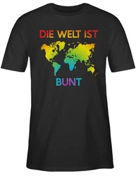 Shirtracer T-Shirt Die Welt ist bunt Regenbogen
