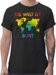 Shirtracer T-Shirt Die Welt ist bunt Regenbogen