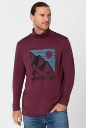 SUPER.NATURAL Rollkragenpullover Merino Adventure Turtle Dunkelrot/Fliederfarben/Bordeaux