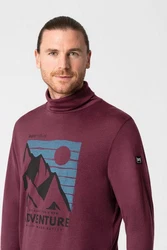 SUPER.NATURAL Rollkragenpullover Merino Adventure Turtle Dunkelrot/Fliederfarben/Bordeaux