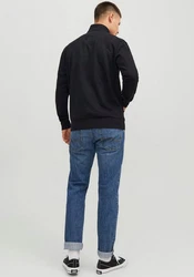 Jack & Jones Sweatjacke JJANDY SWEAT ZIP HIGH NECK Dunkelblau/Schwarz