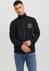 Jack & Jones Sweatjacke JJANDY SWEAT ZIP HIGH NECK Dunkelblau/Schwarz