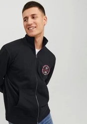 Jack & Jones Sweatjacke JJANDY SWEAT ZIP HIGH NECK Dunkelblau/Schwarz