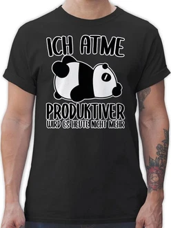Shirtracer T-Shirt Ich atme produktiver wird es nicht mehr mit Panda weiß Shirtracer T-Shirt Ich atme produktiver wird es nicht mehr mit Panda weiß