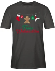 Shirtracer T-Shirt Frohe Weihnachten Weihachten Kleidung Beige/Rot/Gelb/Schwarz/Dunkelgrün/Grau
