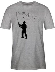 Shirtracer T-Shirt Fishing On the Fly Angler Geschenke Grau/Hellgrau/Blau