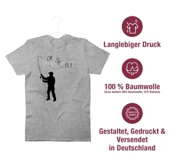 Shirtracer T-Shirt Fishing On the Fly Angler Geschenke Grau/Hellgrau/Blau