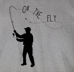 Shirtracer T-Shirt Fishing On the Fly Angler Geschenke Grau/Hellgrau/Blau