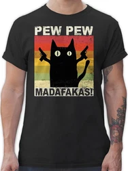 Shirtracer T-Shirt Pew Pew Madafakas Sprüche Statement Rosa/Grau/Braun/Orange/Blau/Schwarz/Hellblau/Rot