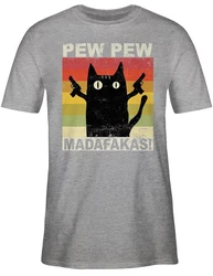 Shirtracer T-Shirt Pew Pew Madafakas Sprüche Statement Grau