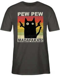 Shirtracer T-Shirt Pew Pew Madafakas Sprüche Statement Grau/Braun/Rot/Rosa