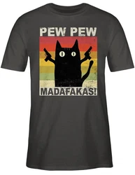 Shirtracer T-Shirt Pew Pew Madafakas Sprüche Statement Grau/Braun/Rot/Rosa