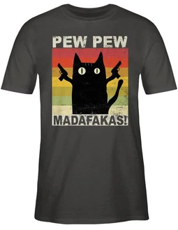 Shirtracer T-Shirt Pew Pew Madafakas Sprüche Statement Grau/Braun/Rot/Rosa