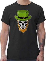 Shirtracer T-Shirt Totenkopf Kleeblatt St. Patricks Day Grün/Blau