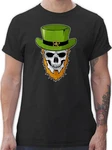 Shirtracer T-Shirt Totenkopf Kleeblatt St. Patricks Day Grün/Blau