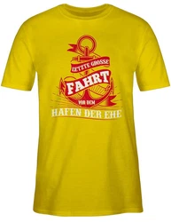 Shirtracer T-Shirt Letzte große Fahrt vor dem Hafen der Ehe JGA Männer Gelb/Grau/Rot/Gold
