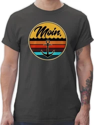 Shirtracer T-Shirt Moin Retro Badge Sprüche Statement Dunkelblau/Beige/Dunkelgrün/Blau/Grün