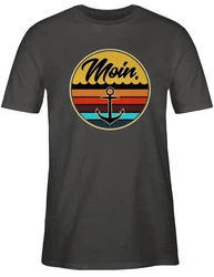Shirtracer T-Shirt Moin Retro Badge Sprüche Statement Dunkelblau/Beige/Dunkelgrün/Blau/Grün