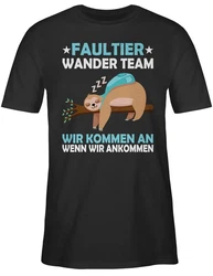 Shirtracer T-Shirt Faultier Wander Team Hiking Sprüche Statement mit Spruch Braun/Blau/Türkis