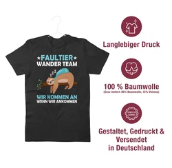 Shirtracer T-Shirt Faultier Wander Team Hiking Sprüche Statement mit Spruch Braun/Blau/Türkis