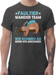 Shirtracer T-Shirt Faultier Wander Team Hiking Sprüche Statement mit Spruch Türkis/Blau/Braun/Beige