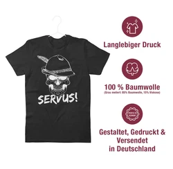 Shirtracer T-Shirt Totenkopf Servus! Mode für Oktoberfest Herren weiß