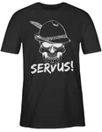Shirtracer T-Shirt Totenkopf Servus! Mode für Oktoberfest Herren weiß