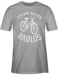 Shirtracer T-Shirt Ich bin selten Radlos Sprüche Statement Hellgrau/Grau