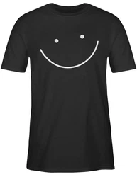 Shirtracer T-Shirt Smile Gesicht Sprüche Statement Schwarz