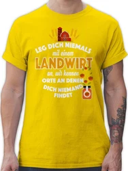 Shirtracer T-Shirt Leg dich niemals mit einem Landwirt an Landwirt Geschenk Bauer Gelb