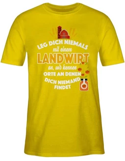 Shirtracer T-Shirt Leg dich niemals mit einem Landwirt an Landwirt Geschenk Bauer Gelb