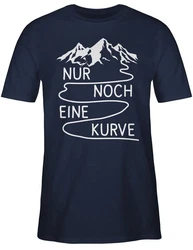 Shirtracer T-Shirt Nur noch eine Kurve Wandern Dunkelblau/Hellblau