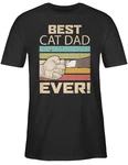 Shirtracer T-Shirt Best Cat Dad Ever - Vintage Katzenbesitzer Geschenk beige