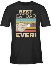 T-Shirt Best Cat Dad Ever - Vintage beige Katzenbesitzer Geschenk