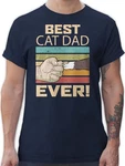 Shirtracer T-Shirt Best Cat Dad Ever - Vintage Katzenbesitzer Geschenk beige