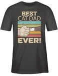 Shirtracer T-Shirt Best Cat Dad Ever - Vintage Katzenbesitzer Geschenk beige