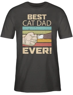 Shirtracer T-Shirt Best Cat Dad Ever - Vintage Katzenbesitzer Geschenk