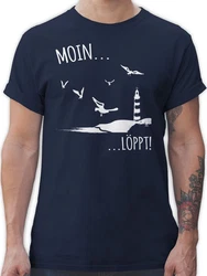 Shirtracer T-Shirt Moin Meerliebe Leuchtturm Motiv Meer Sprüche Statement Dunkelblau/Blau/Grün/Türkis