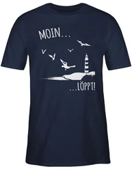Shirtracer T-Shirt Moin Meerliebe Leuchtturm Motiv Meer Sprüche Statement Dunkelblau/Blau/Grün/Türkis
