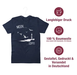 Shirtracer T-Shirt Moin Meerliebe Leuchtturm Motiv Meer Sprüche Statement Dunkelblau/Blau/Grün/Türkis