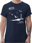 Shirtracer T-Shirt Moin Meerliebe Leuchtturm Motiv Meer Sprüche Statement Dunkelblau/Blau/Grün/Türkis
