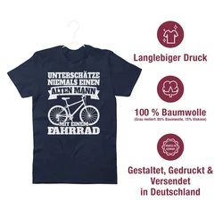 Shirtracer T-Shirt Unterschätze niemals einen alten Mann mit einem Fahrrad weiß