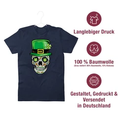 Shirtracer T-Shirt Totenkopf Kleeblatt St. Patricks Day Blau