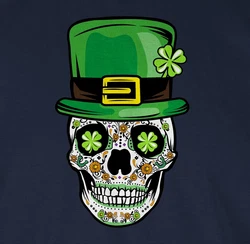 Shirtracer T-Shirt Totenkopf Kleeblatt St. Patricks Day Blau