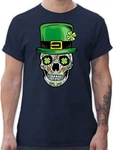 Shirtracer T-Shirt Totenkopf Kleeblatt St. Patricks Day Blau