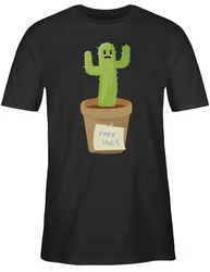 Shirtracer T-Shirt Free Hugs Kaktus Sprüche Statement Schwarz/Grün/Beige/Braun/Creme/Lila