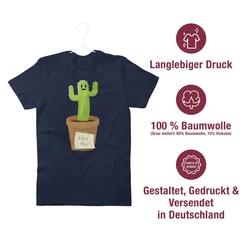 Shirtracer T-Shirt Free Hugs Kaktus Sprüche Statement Dunkelblau/Grün/Beige/Creme
