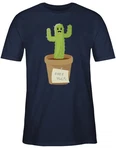 Shirtracer T-Shirt Free Hugs Kaktus Sprüche Statement Dunkelblau/Grün/Beige/Creme