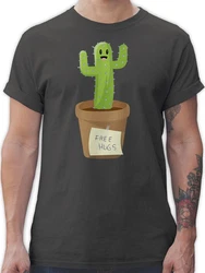 Shirtracer T-Shirt Free Hugs Kaktus Sprüche Statement Beige/Grau/Braun/Schwarz/Orange/Dunkelgrün/Creme